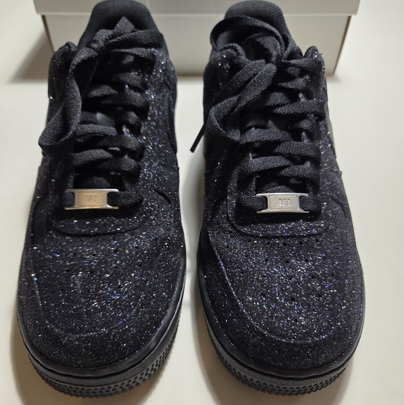 Nike Air Force Shoes - Custom Black Glitter Red Bottom Air Force 1 Sneakers - Size 7 Men / 8.5 Women